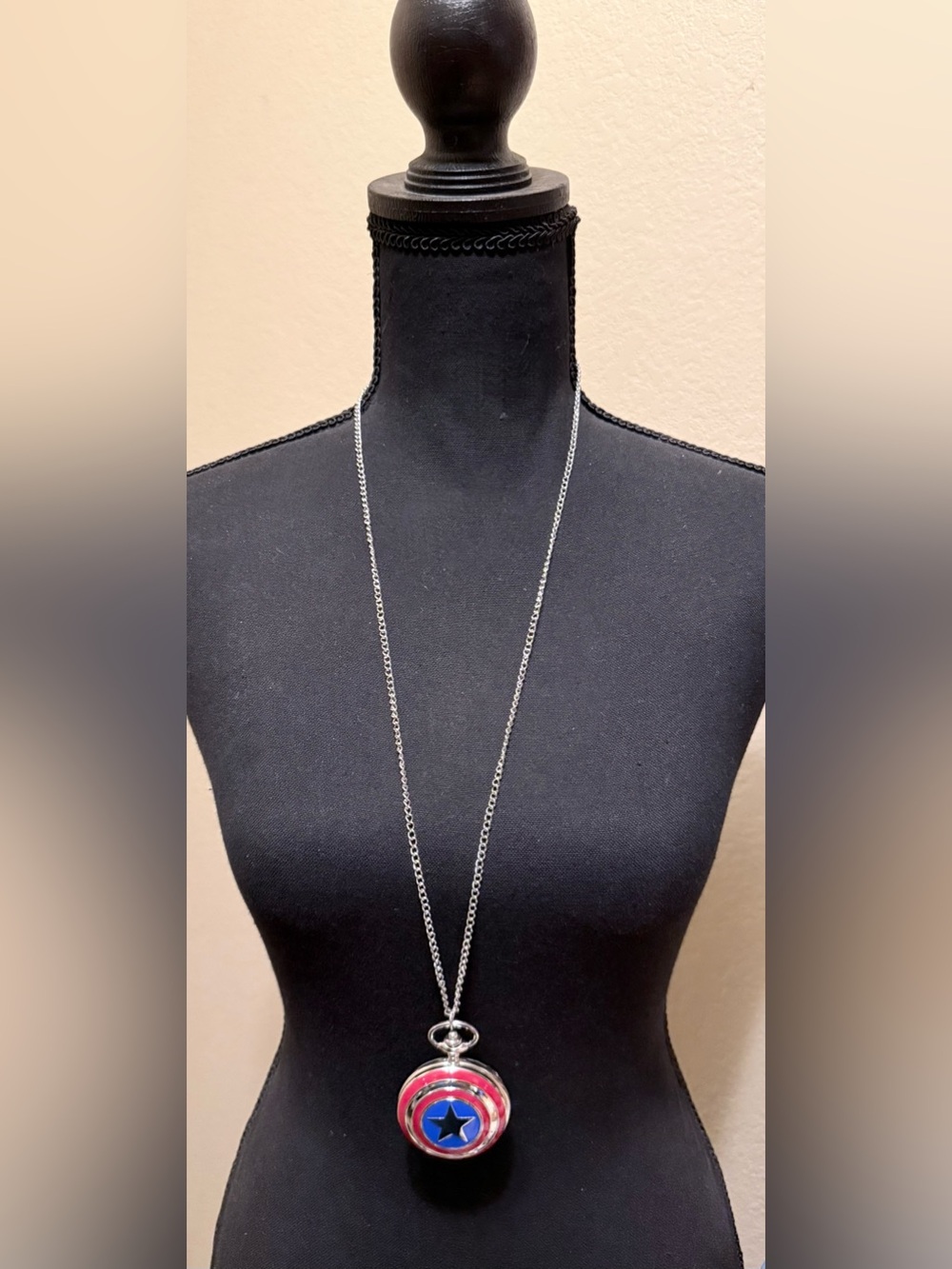 Captain America by Marvel Comics Pocket Watch on a Silver Chain